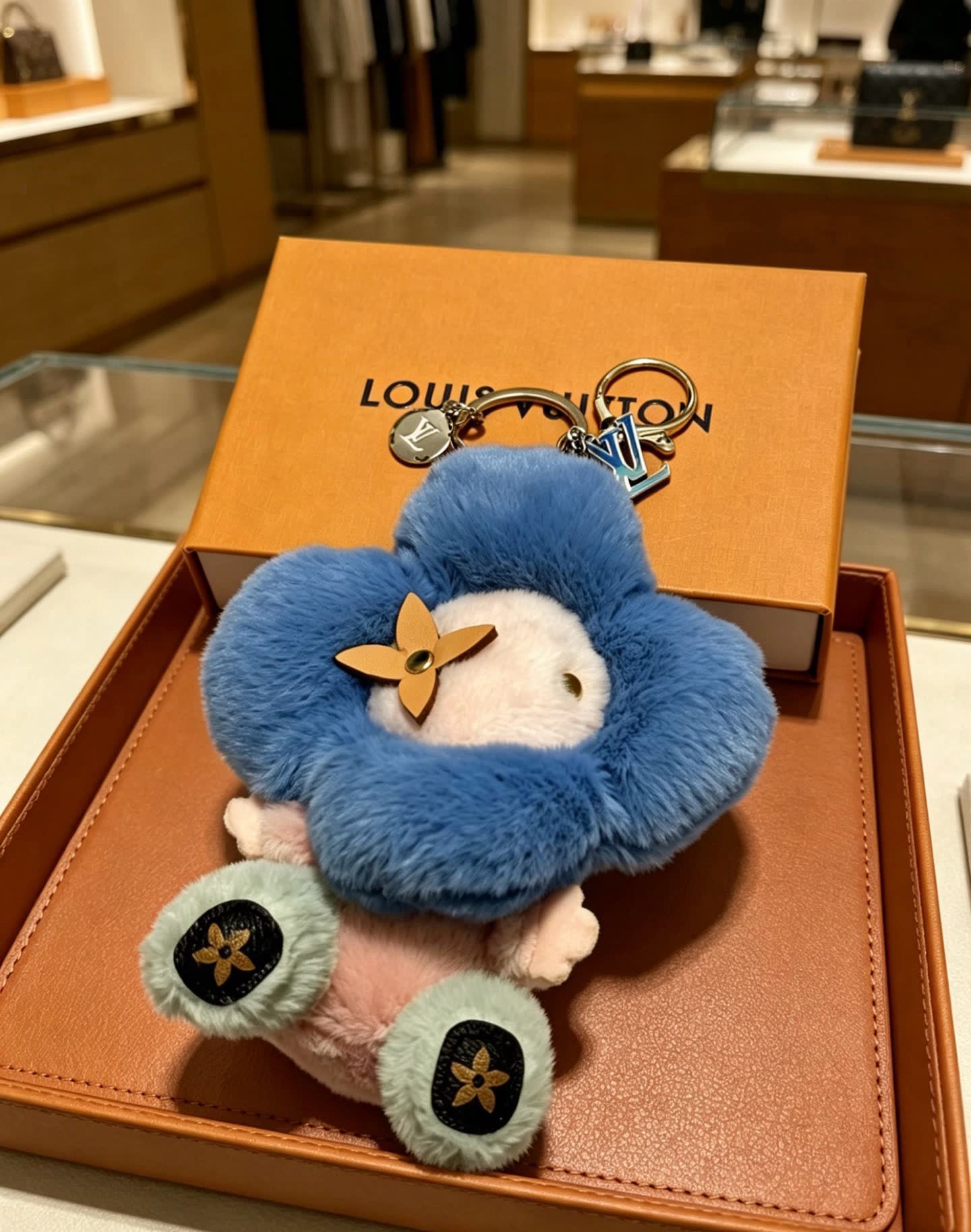 Louis Vuitton Blue Flower Keychain